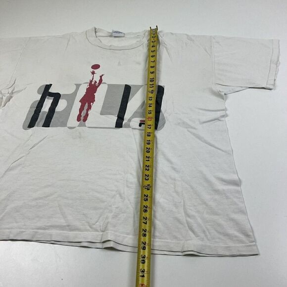 Vintage Fila 90’s shirt Basketball Distressed Single Stitch White sz XL - Picture 5 of 12